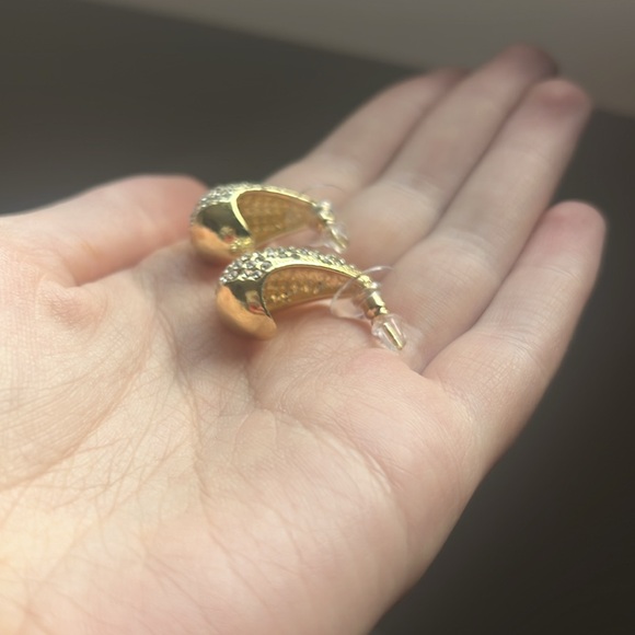 Gold Drop Cubic Zirconia Earrings - Picture 5 of 5